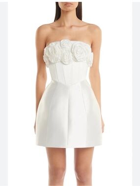 Eliya the label Strapless White Floral Appliqué Mini Dress